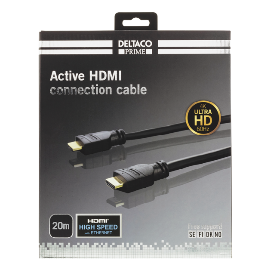 Cablu High Speed HDMI activ DELTACO PRIME 4K@60HZ 20M, Spectra, Ethernet - Produs resigilat