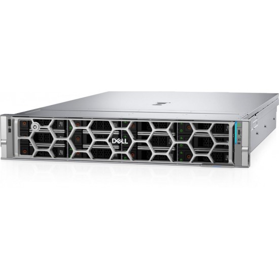 Server DELL PowerEdge R570. Intel Xeon 6  6511P - 2.3 GHz, 32 GB DDR5-SDRAM, Stocare 1,92 TB, 1100 W, Redundant sursa de alimentare (RPS) sprijin, Sasiu: Cabinet metalic (2U) - PRODUS NOU