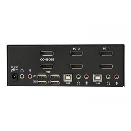 Switch KVM StarTech SV231DPDDUA, USB, DisplayPort dual, 2 porturi audio și hub USB 2.0 - Produs resigilat